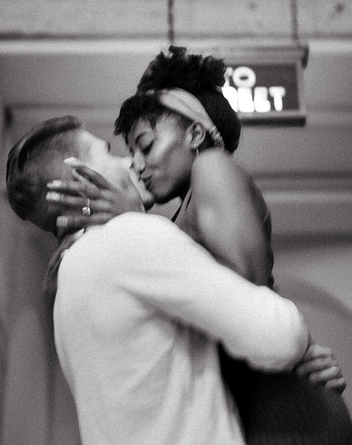 couple embraced in a kiss